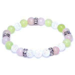 Minerální náramek křišťál, růženín, jadeit - KONVALINKA