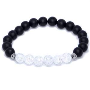 Minerální náramek křišťál, onyx - NOBLESA