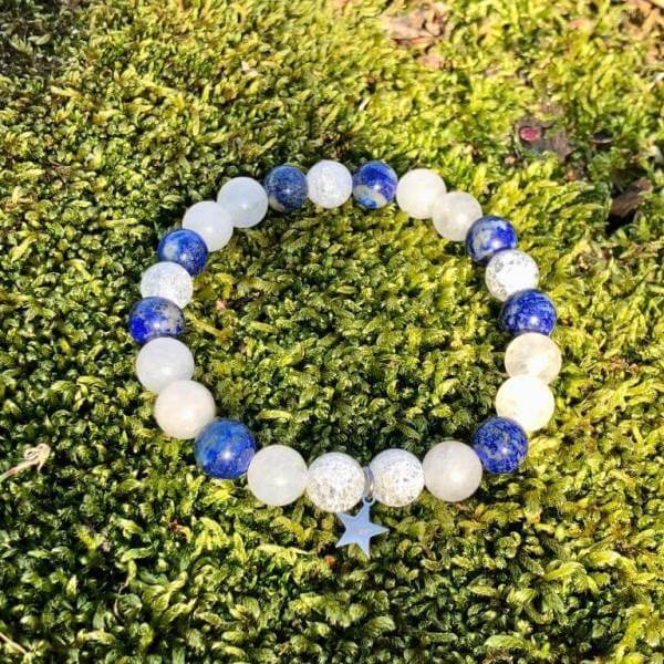 Minerální náramek jadeit, křišťál, lapis lazuli - VLOČKA