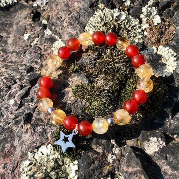 Minerální náramek citrín, karneol - KOMETA