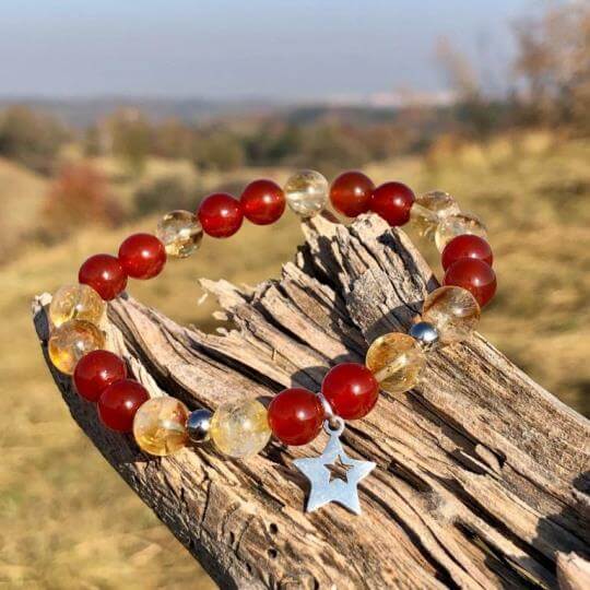 Minerální náramek citrín, karneol - KOMETA