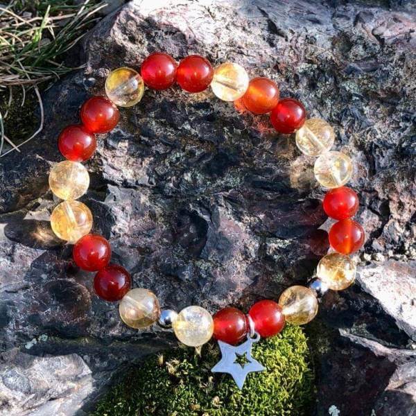 Minerální náramek citrín, karneol - KOMETA