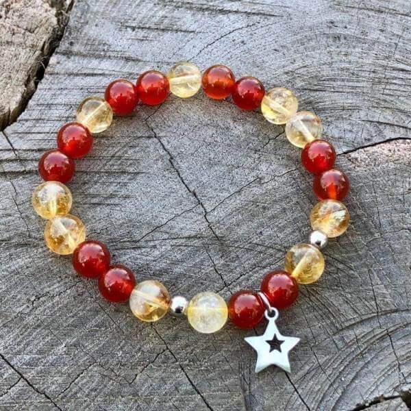 Minerální náramek citrín, karneol - KOMETA