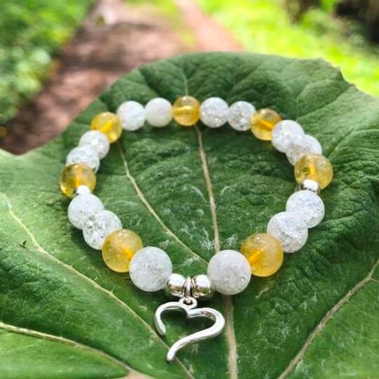 Minerální náramek citrín, křišťál - KOPRETINA (stříbro Ag925)