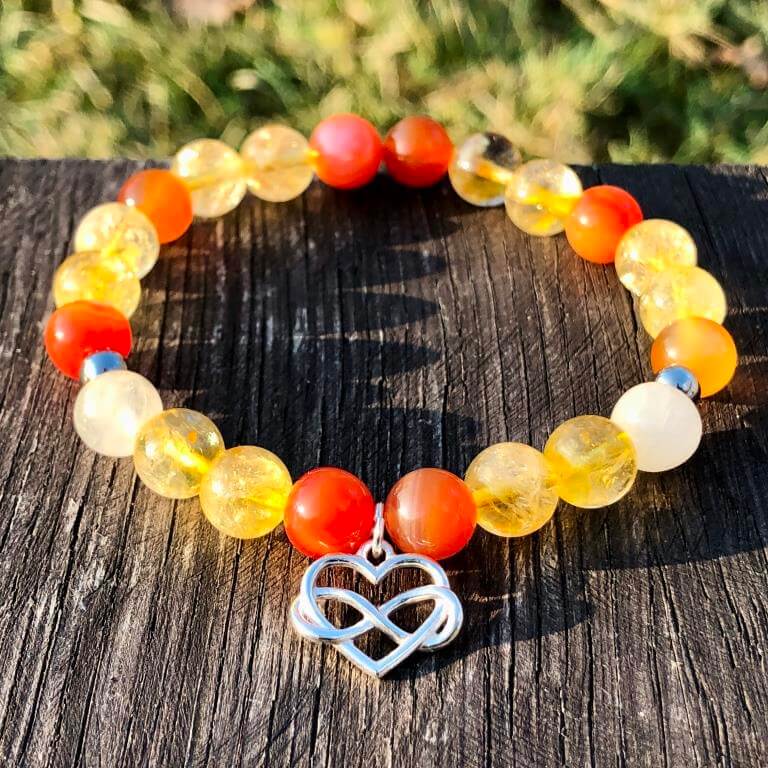 Minerální náramek citrín, karneol, křišťál - SLUNCE (stříbro Ag925)