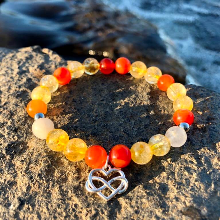 Minerální náramek citrín, karneol, křišťál - SLUNCE (stříbro Ag925)