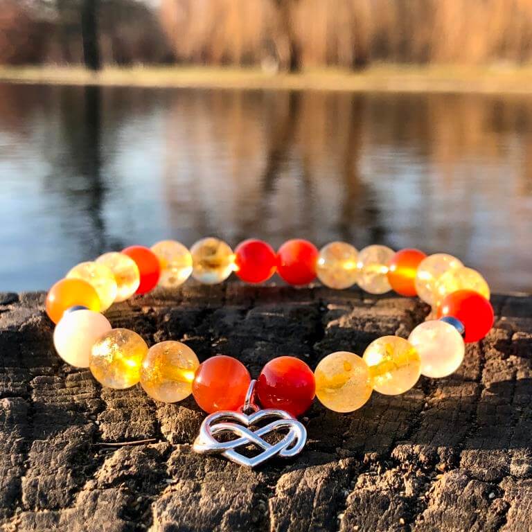 Minerální náramek citrín, karneol, křišťál - SLUNCE (stříbro Ag925)
