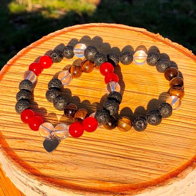 Minerální náramky lávový kámen, tygří oko, karneol, křišťál - Z LÁSKY
