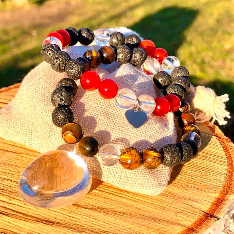 Minerální náramky lávový kámen, tygří oko, karneol, křišťál - Z LÁSKY