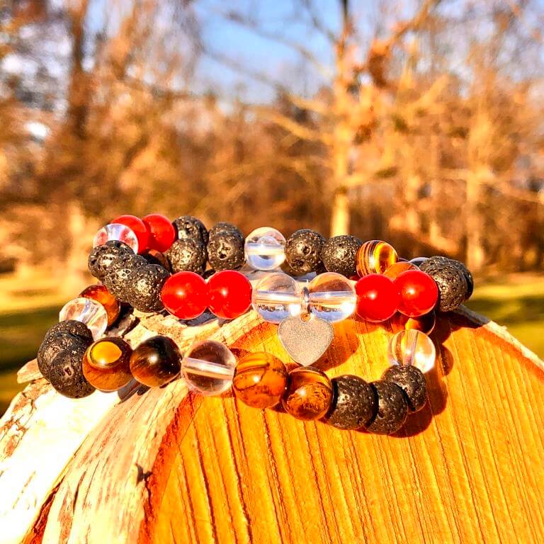Minerální náramky lávový kámen, tygří oko, karneol, křišťál - Z LÁSKY