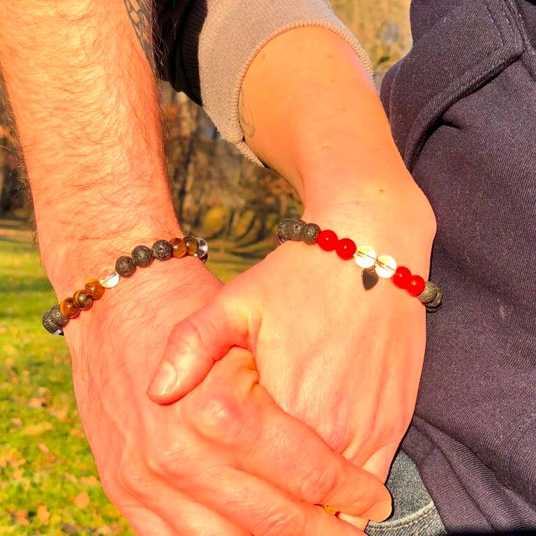 Minerální náramky lávový kámen, tygří oko, karneol, křišťál - Z LÁSKY