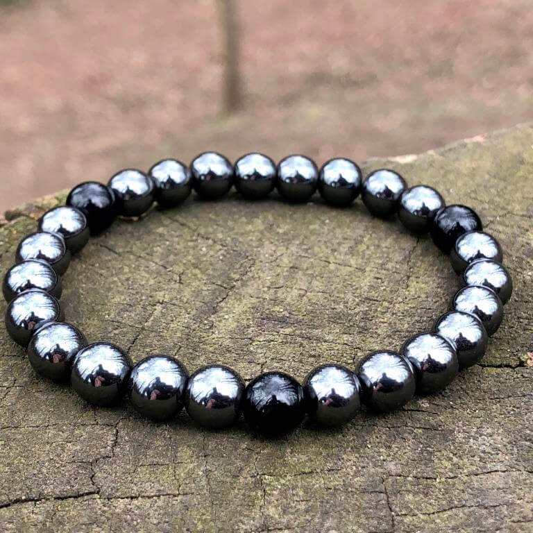 Minerální náramek hematit, onyx - LESK HEMATITU