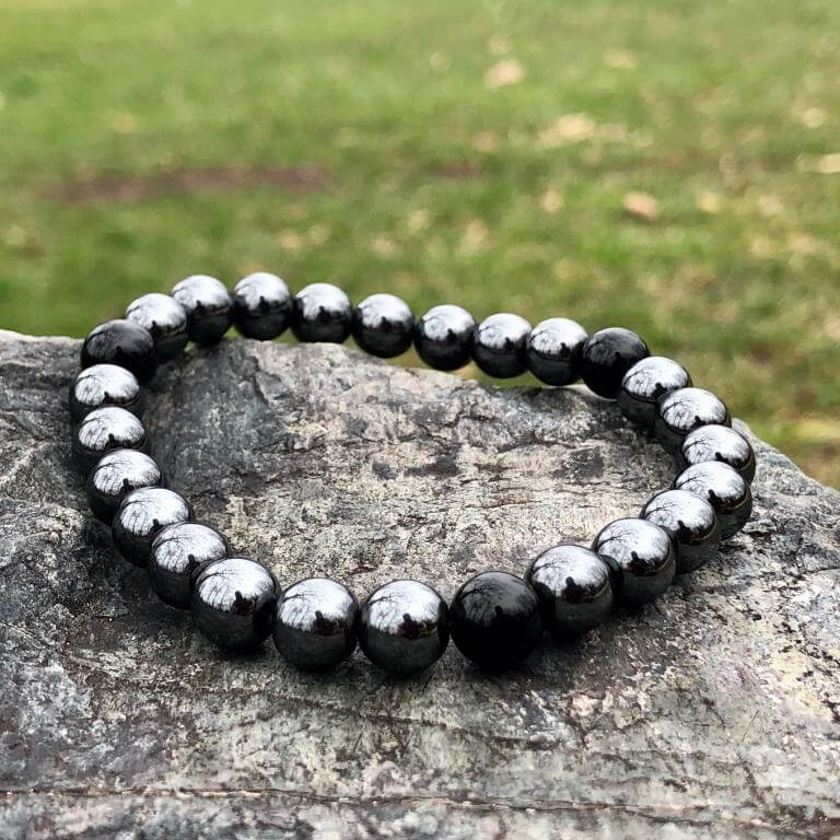 Minerální náramek hematit, onyx - LESK HEMATITU