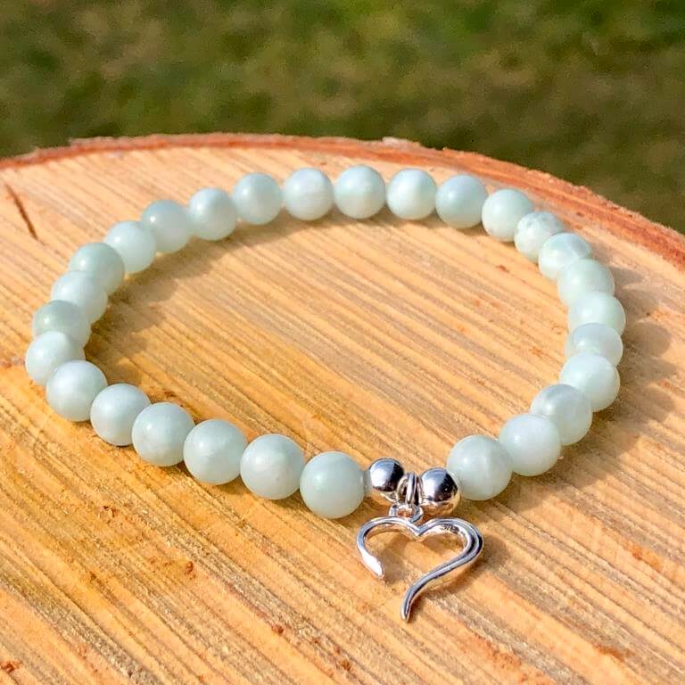 Minerální náramek larimar - SRDCE LARIMARU (stříbro Ag925)