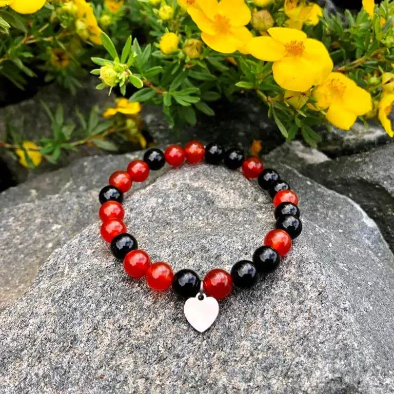 Minerální náramek onyx, karneol - VÁŠEŇ