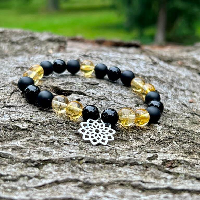 Minerální náramek onyx, citrin - VOSIČKA