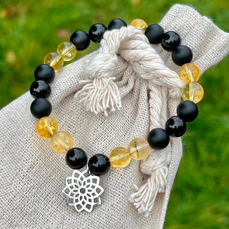 Minerální náramek onyx, citrin - VOSIČKA