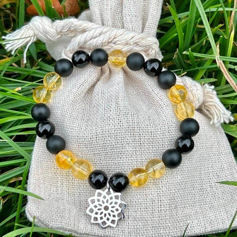 Minerální náramek onyx, citrin - VOSIČKA