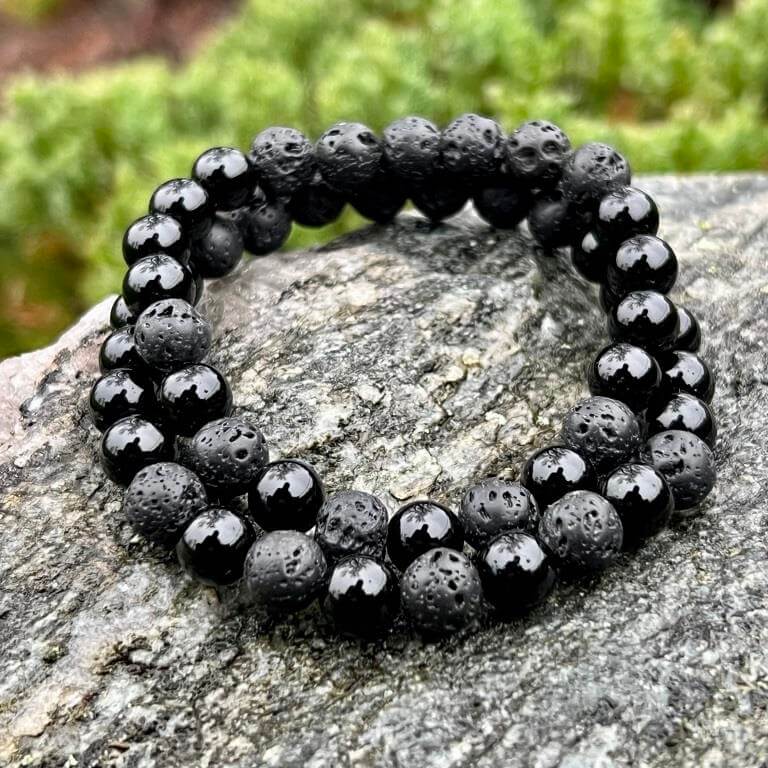 Minerální náramek onyx, lávový kámen - CHARAKTER