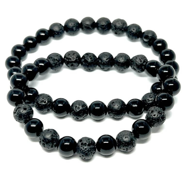 Minerální náramek onyx, lávový kámen - CHARAKTER - pár