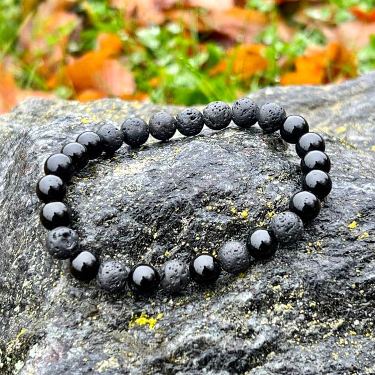 Minerální náramek onyx, lávový kámen - CHARAKTER