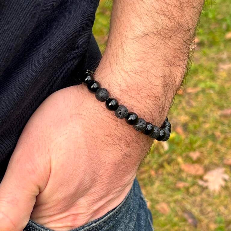 Minerální náramek onyx, lávový kámen - CHARAKTER