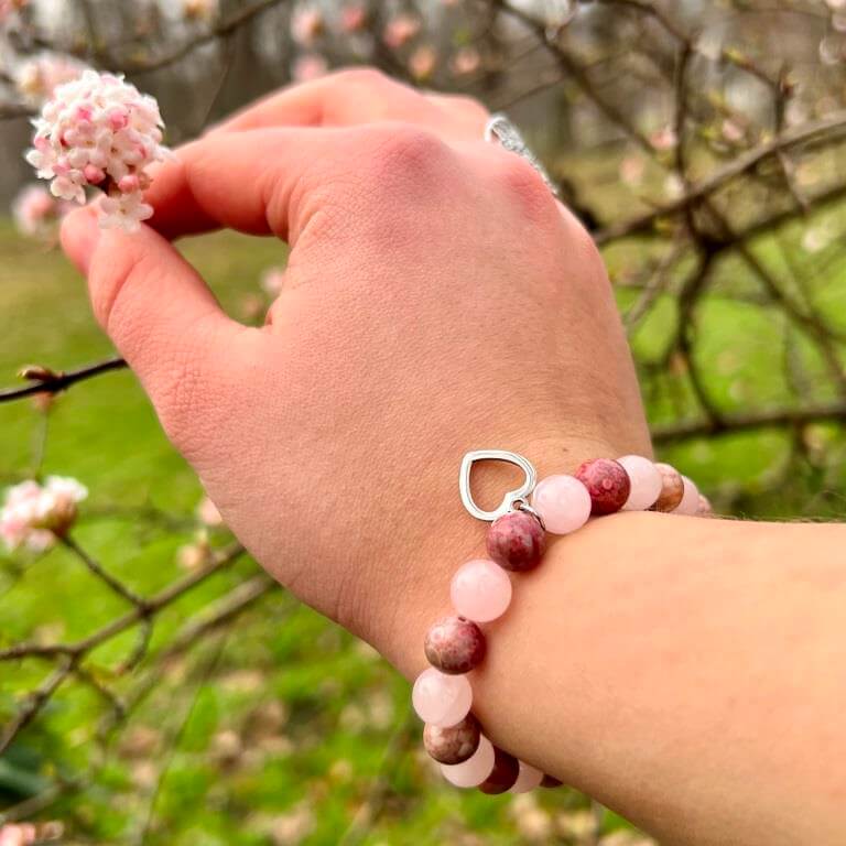 Minerální náramek růženín, jaspis - NĚHA