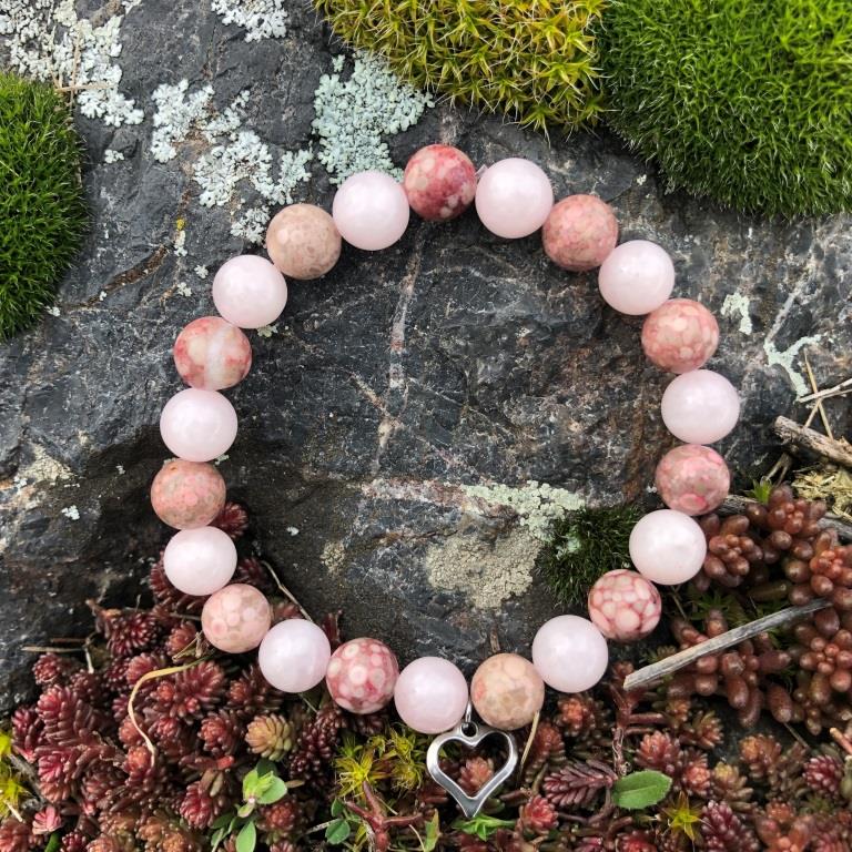 Minerální náramek růženín, jaspis - NĚHA