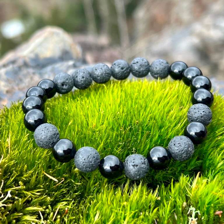 Minerální náramek onyx, lávový kámen - CHARAKTER