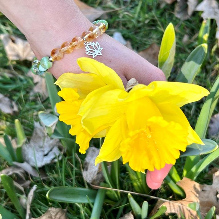 Minerální náramek citrín, achát, křišťál - NARCIS