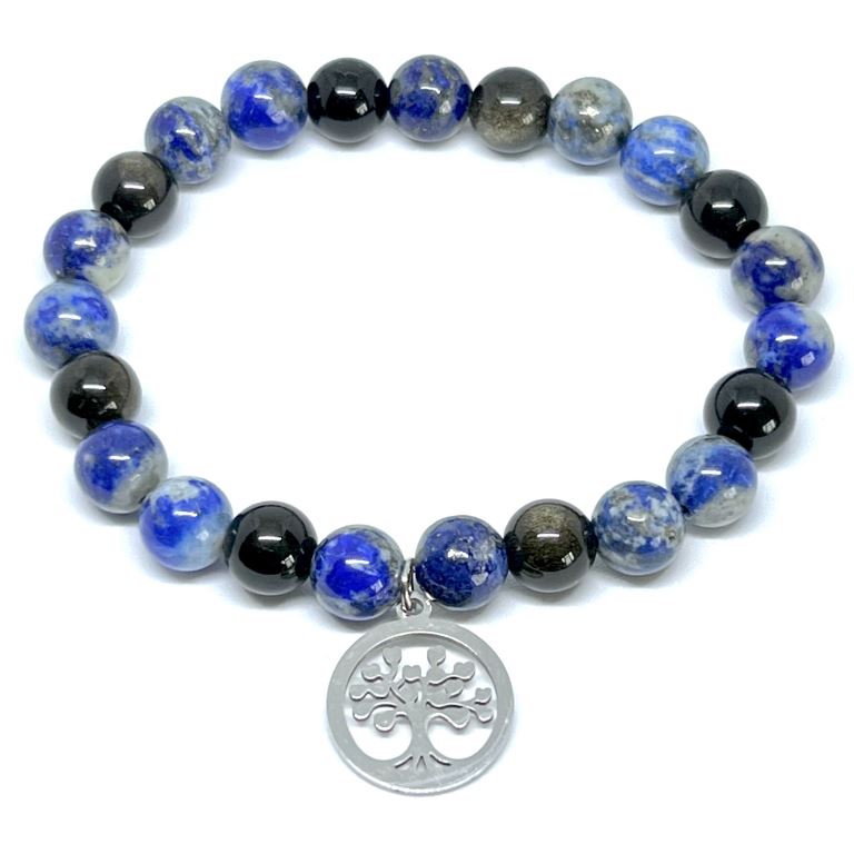 Minerální náramek obsidián, lapis lazuli - ZÁMĚR