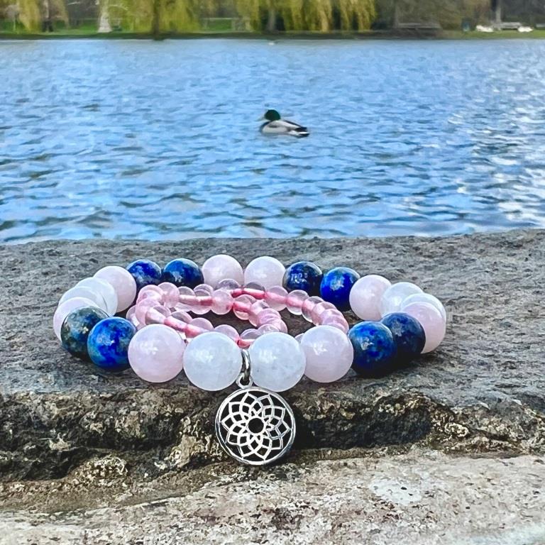 Minerální náramky lapis lazuli, růženín, jadeit - JEZERO DUO