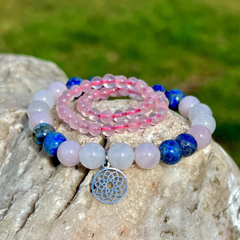 Minerální náramky lapis lazuli, růženín, jadeit - JEZERO DUO