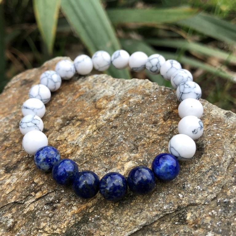 Minerální náramek howlit, lapis lazuli - VLNA