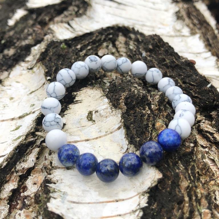 Minerální náramek howlit, lapis lazuli - VLNA