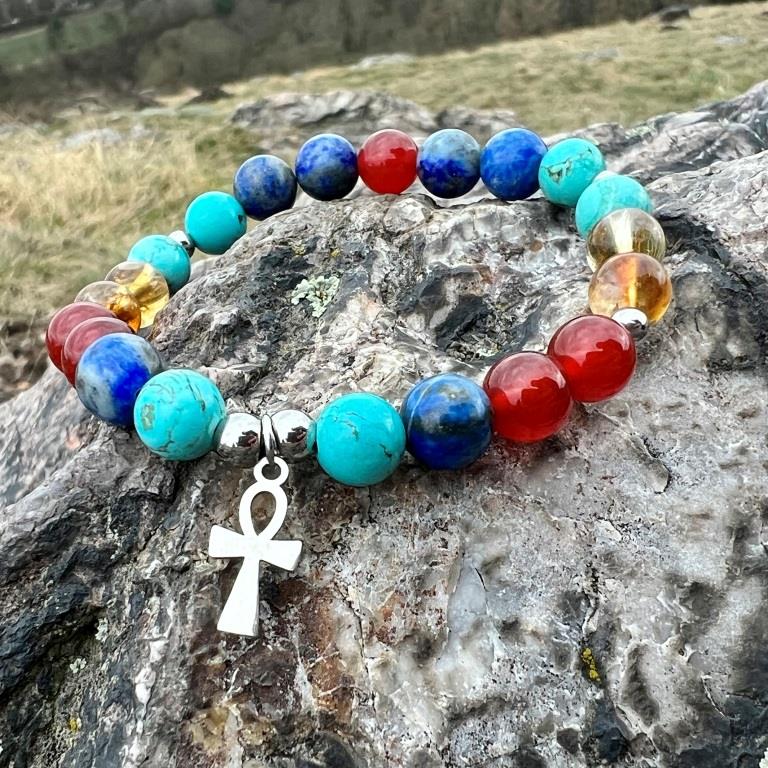 Minerální náramek lapis lazuli, karneol, citrín, tyrkys - NIL