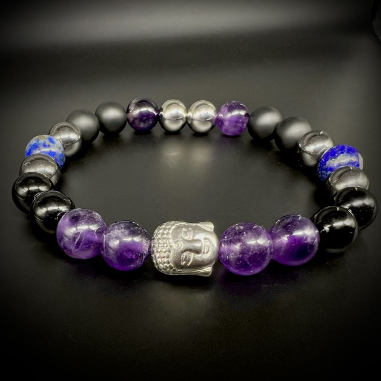 Minerální náramek BUDDHA Ametyst - 18-19cm