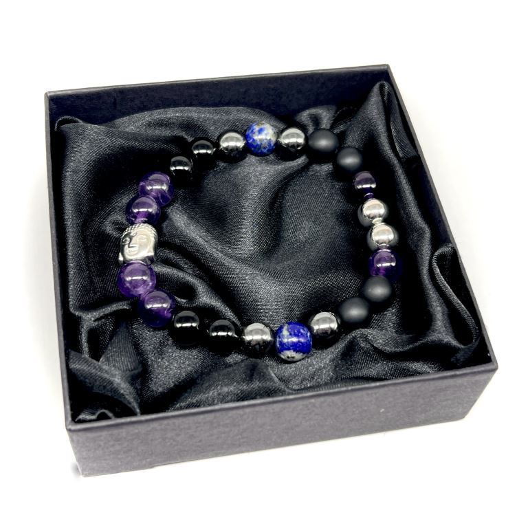 Minerální náramek BUDDHA Ametyst - 18-19cm