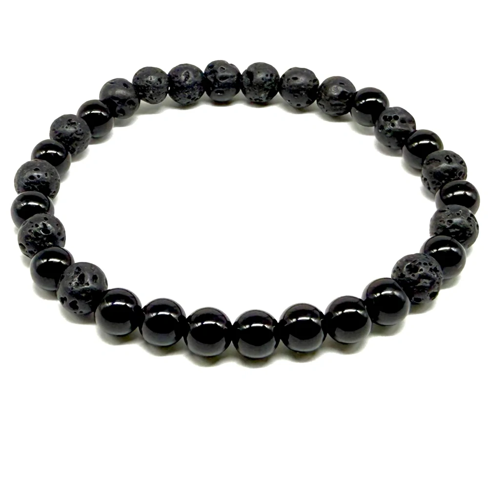 Minerální náramek onyx, lávový kámen - CHARISMA