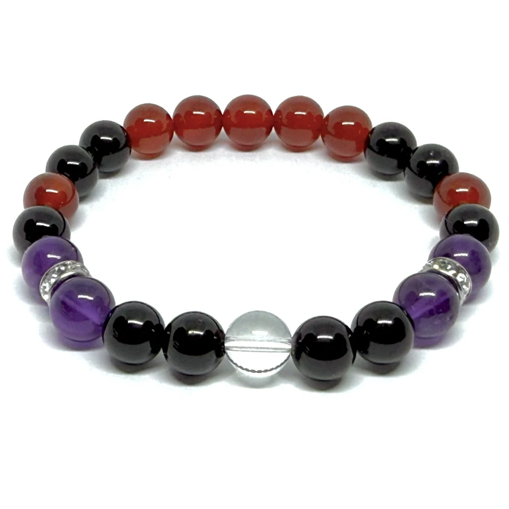 Minerální náramek onyx, karneol, ametyst, křišťál - SMYSLNOST