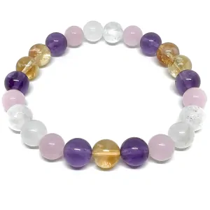 Minerální náramek ametyst, růženín, citrín, křišťál - OPTIMISMUS