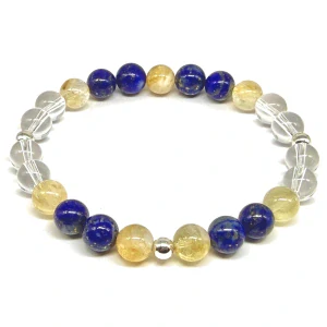 Minerální náramek lapis lazuli, citrín, křišťál - NAVŽDY SPOLU - MUŽ (stříbro ag925)