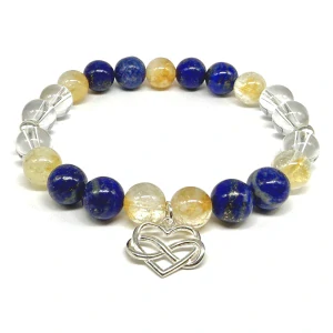 Minerální náramek lapis lazuli, citrín, křišťál - NAVŽDY SPOLU - ŽENA (stříbro ag925)