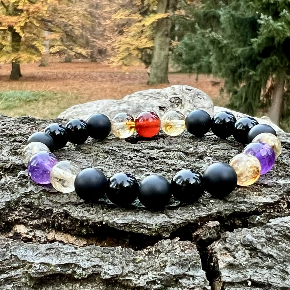 Minerální náramek onyx, ametyst, citrín, karneol - ROZMANITOST
