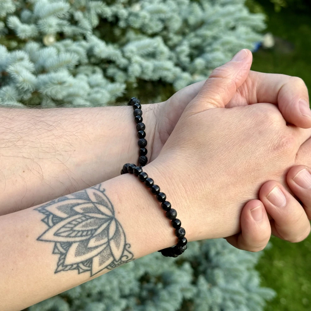 Minerální náramek onyx, lávový kámen - CHARISMA - muž