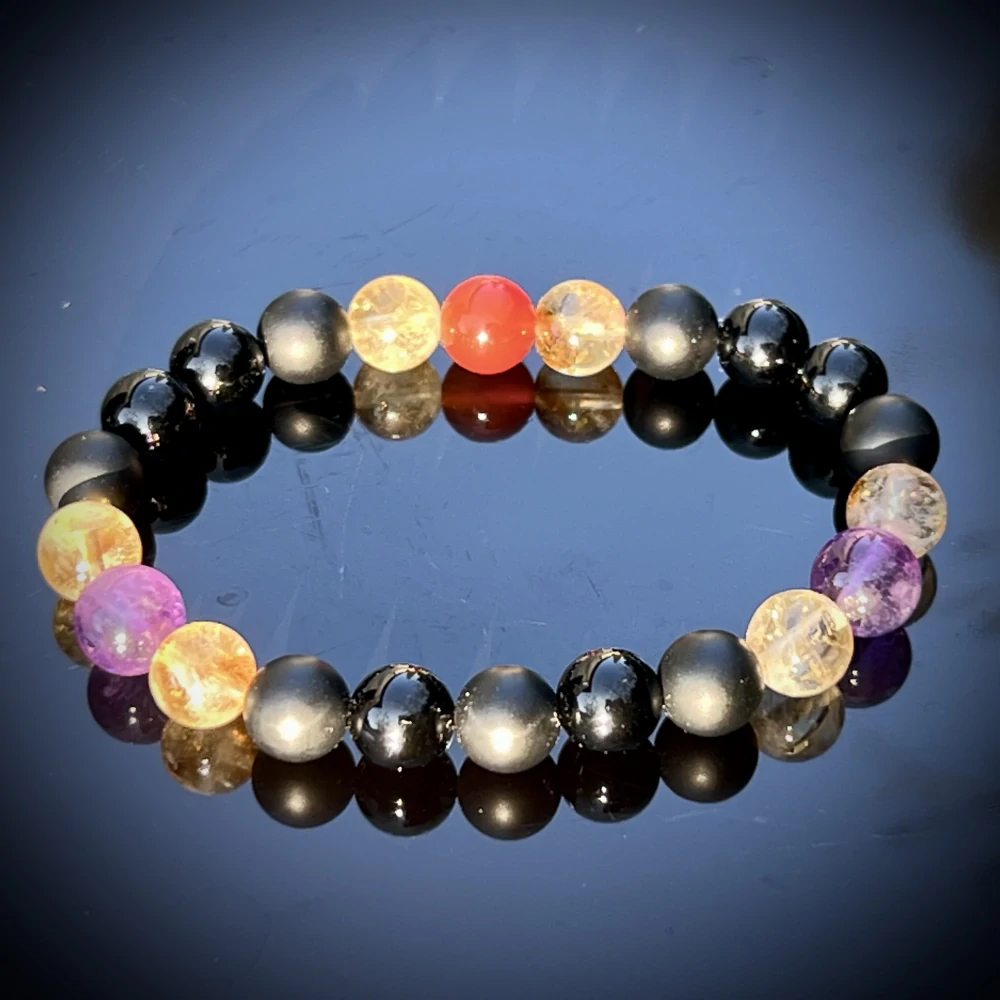 Minerální náramek onyx, ametyst, citrín, karneol - ROZMANITOST