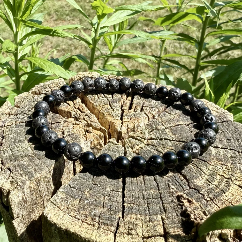 Minerální náramek onyx, lávový kámen - CHARISMA - muž