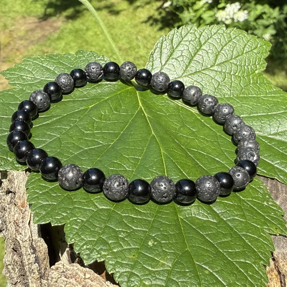 Minerální náramek onyx, lávový kámen - CHARISMA - muž