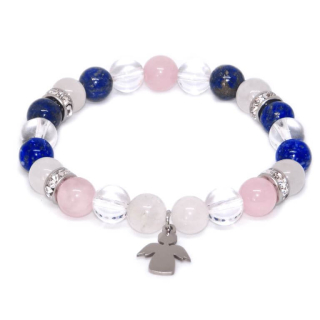 Minerální náramek křišťál, lapis lazuli, růženín - ANDĚL