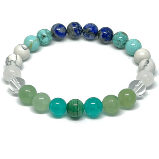 Minerální náramek malachit, jadeit, avanturín, křišťál, tyrkys, howlit, lapis lazuli - VÍLA